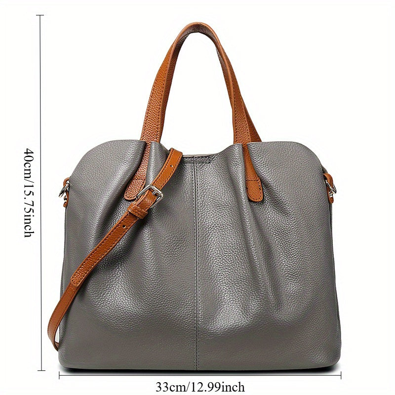 Leather Crossbody Handbag with Shoulder Strap and Zipper