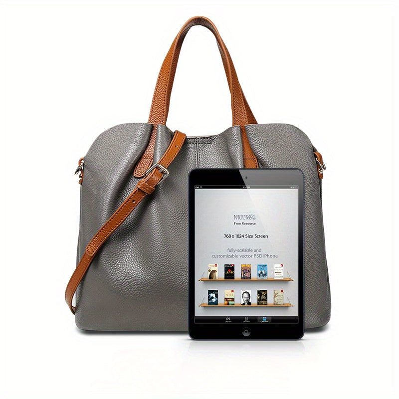 Leather Crossbody Handbag with Shoulder Strap and Zipper