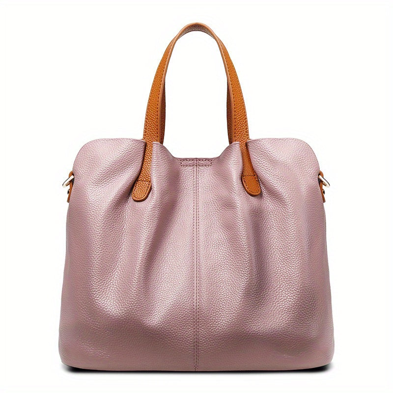 Leather Crossbody Handbag with Shoulder Strap and Zipper