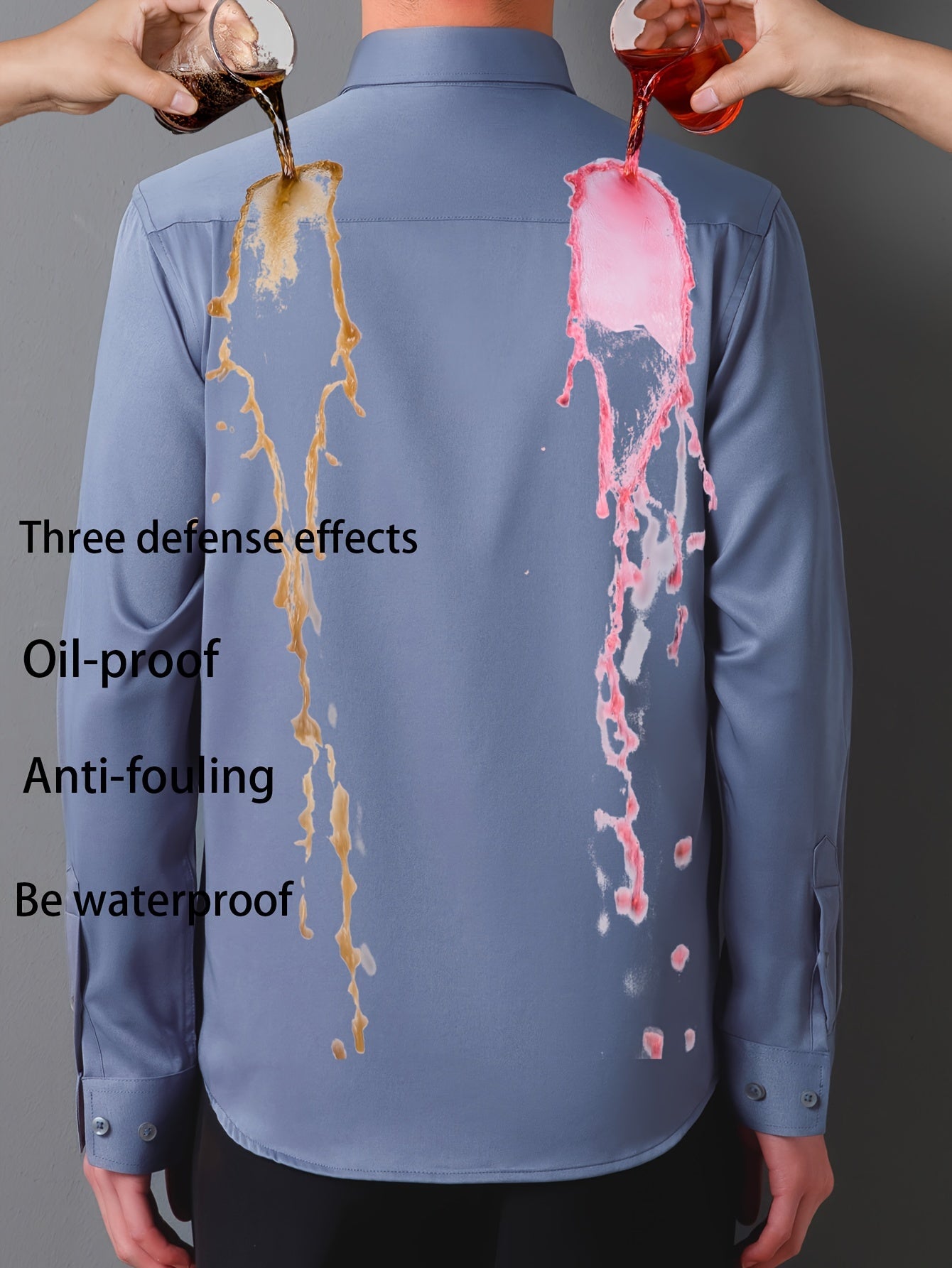 Men's Long-Sleeved Shirt, Iron-Free, Waterproof, Oil-Free