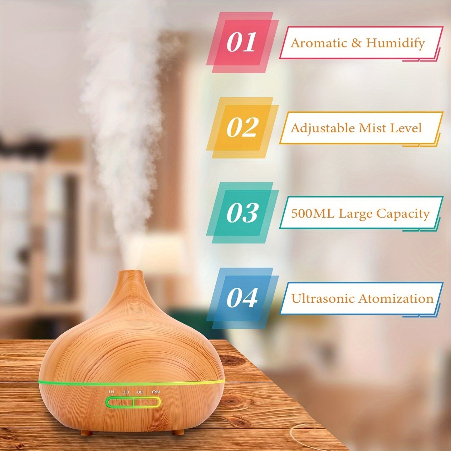 Light Wood Grain Aroma Diffuser For Essential Oil 300ml