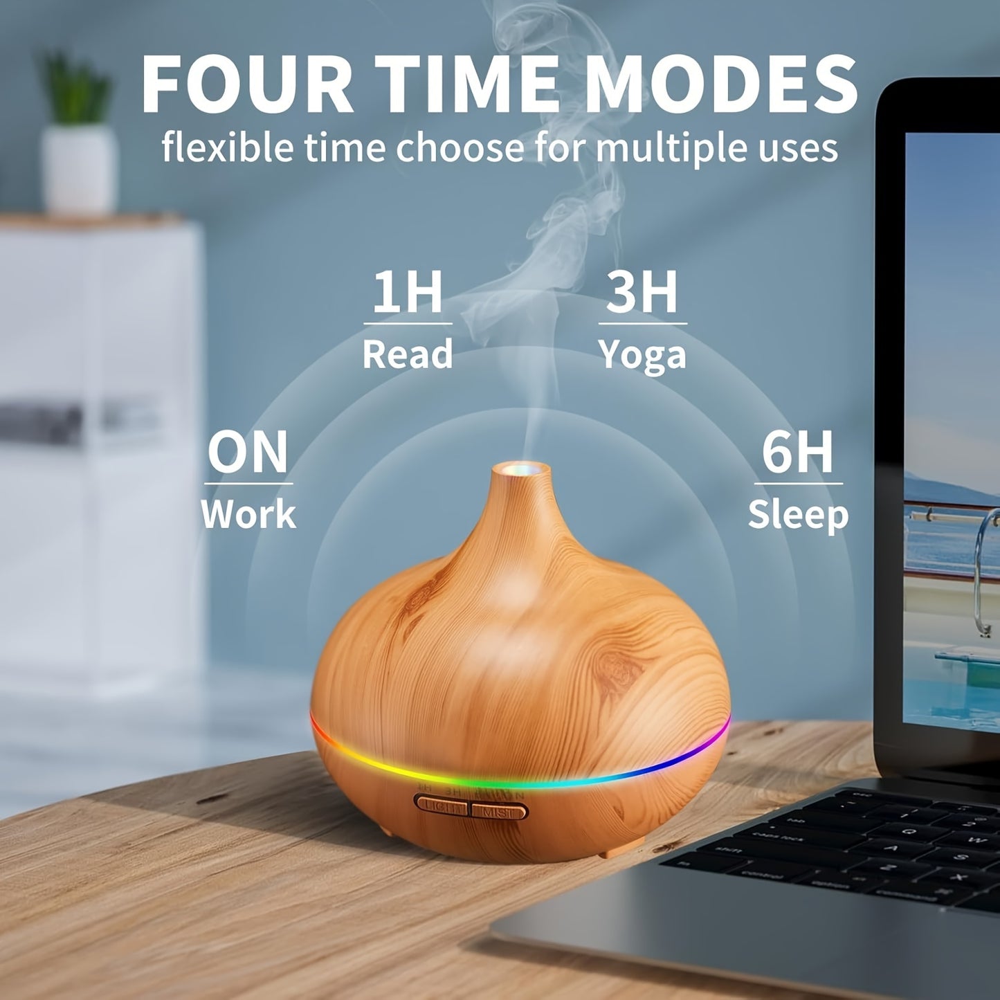 Light Wood Grain Aroma Diffuser For Essential Oil 300ml