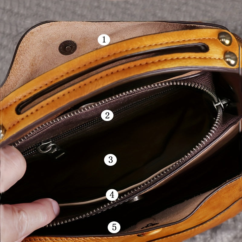 Genuine Leather Women's Crossbody Bag With Adjustable Strap