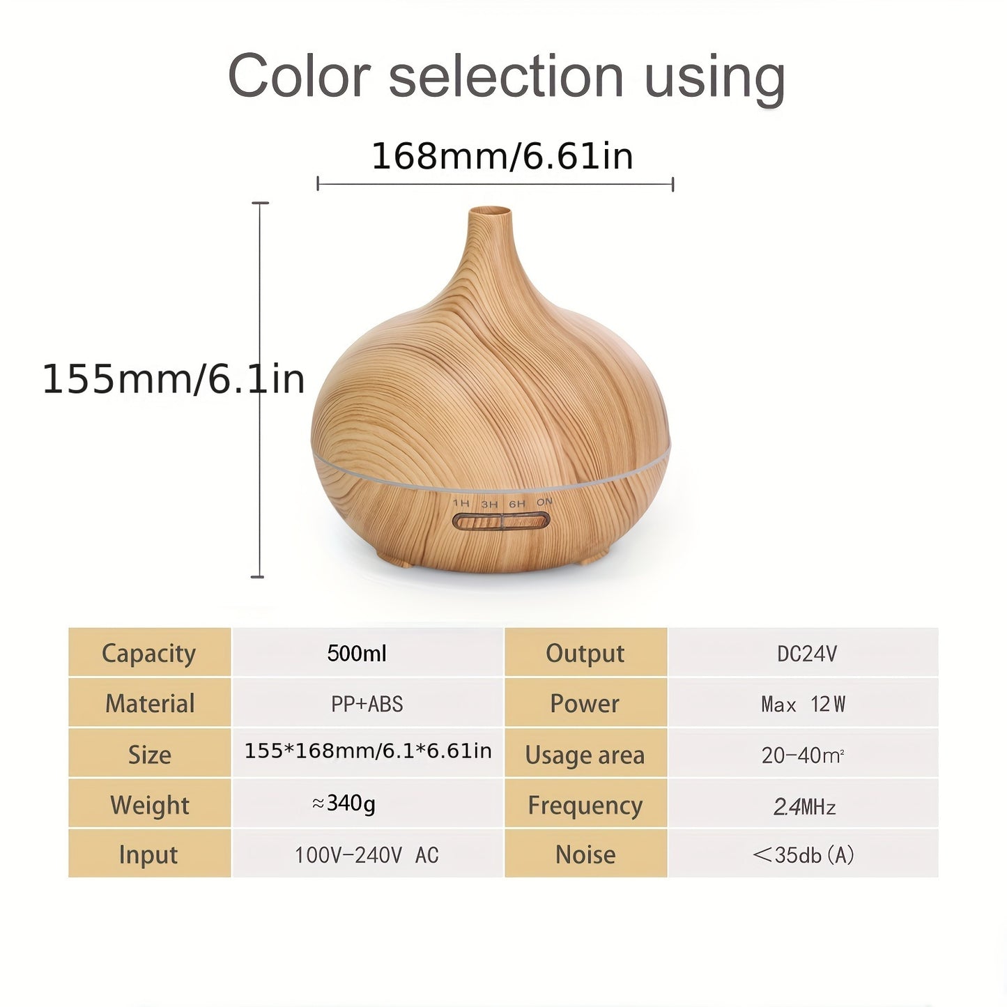 Light Wood Grain Aroma Diffuser For Essential Oil 300ml
