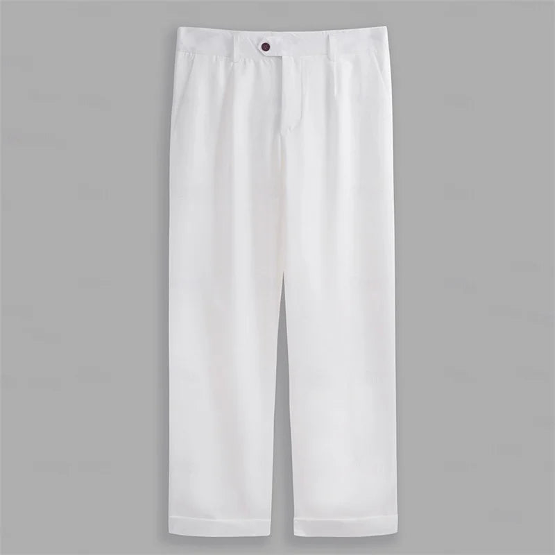 Men's Classic Flat Front Dress Pants for Business Casual Wear