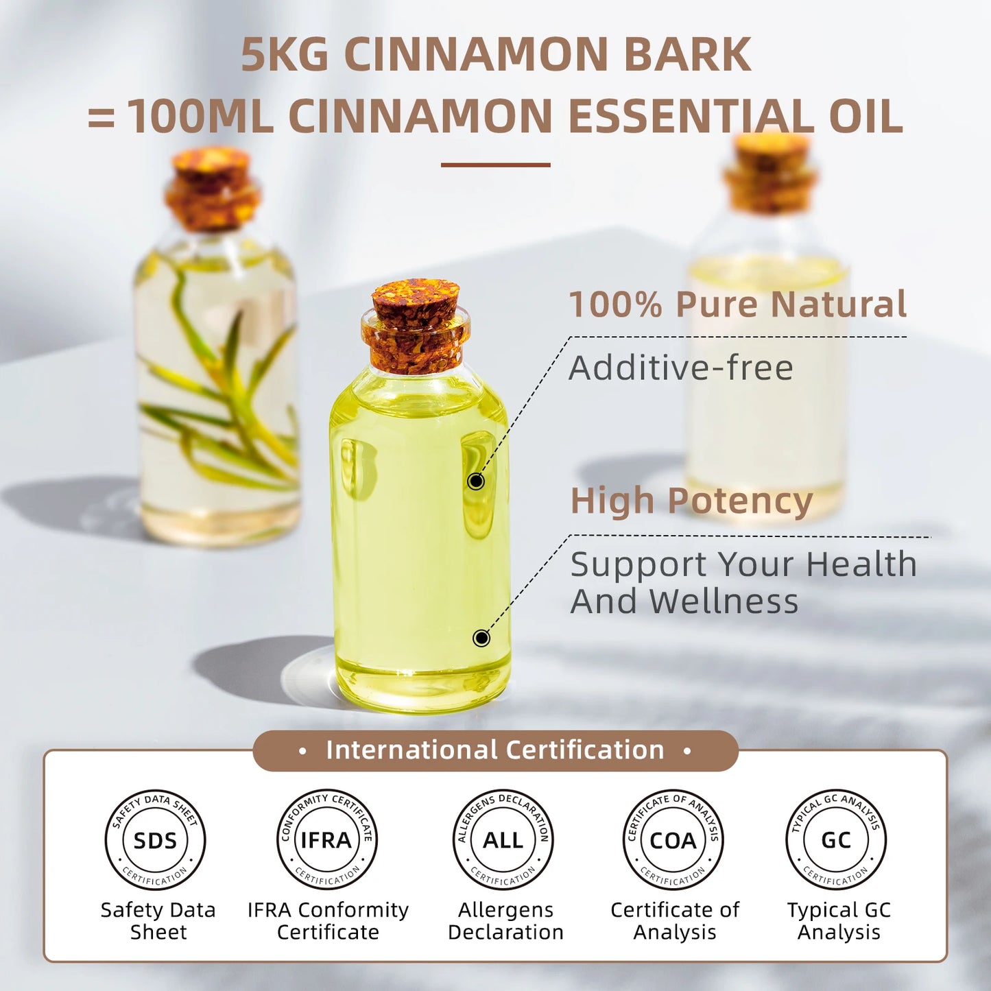 100ML Pure Cinnamon Bark Essential Oil for Relaxation and Wellness