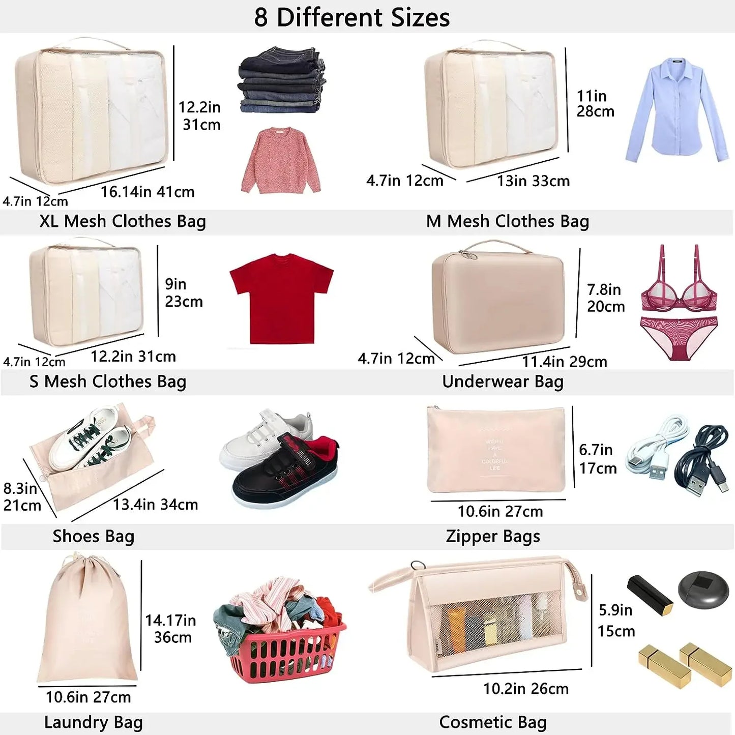 7 Piece Suitcase Packing Cubes Organize Set for Travel