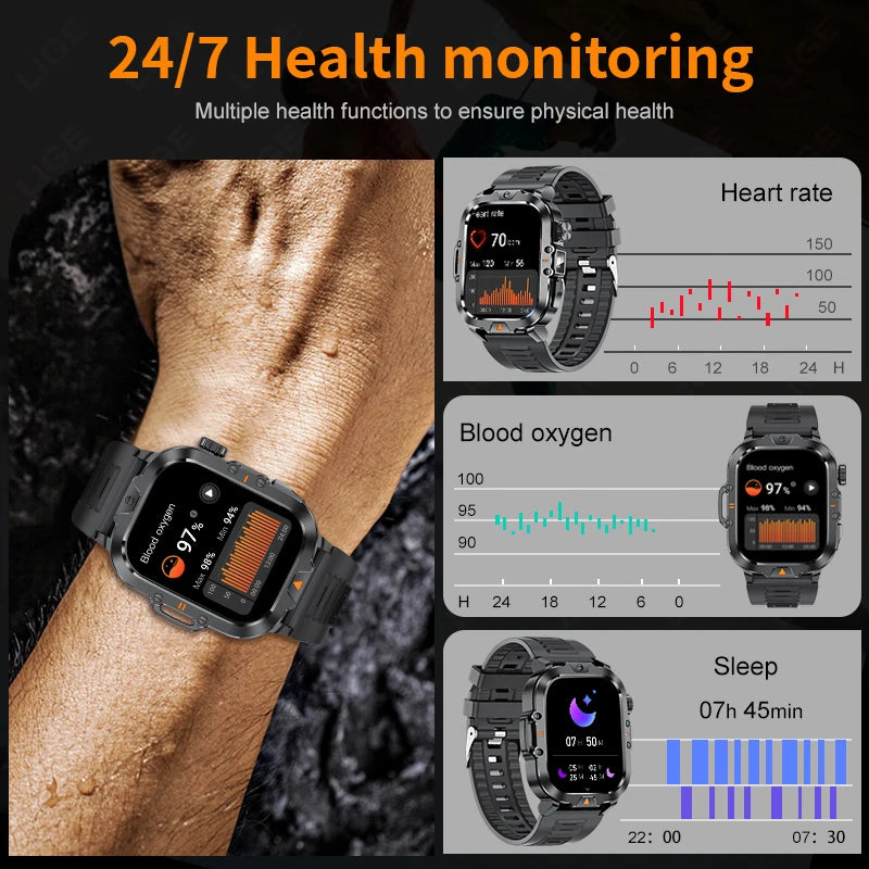 Men Smart Watch With HD Screen And Flashlight