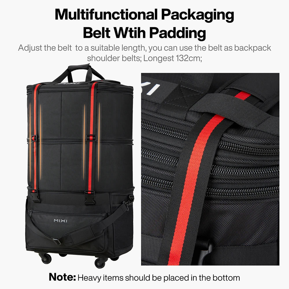 Mixi Foldable Hand Carry Duffel Bag with Wheels Waterproof