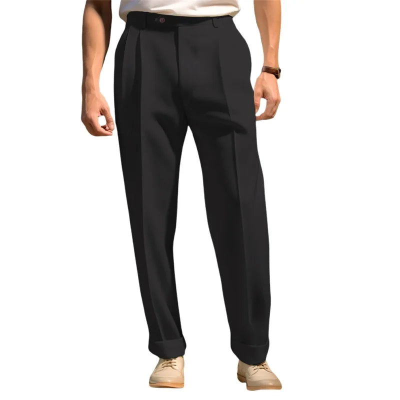 Men's Classic Flat Front Dress Pants for Business Casual Wear