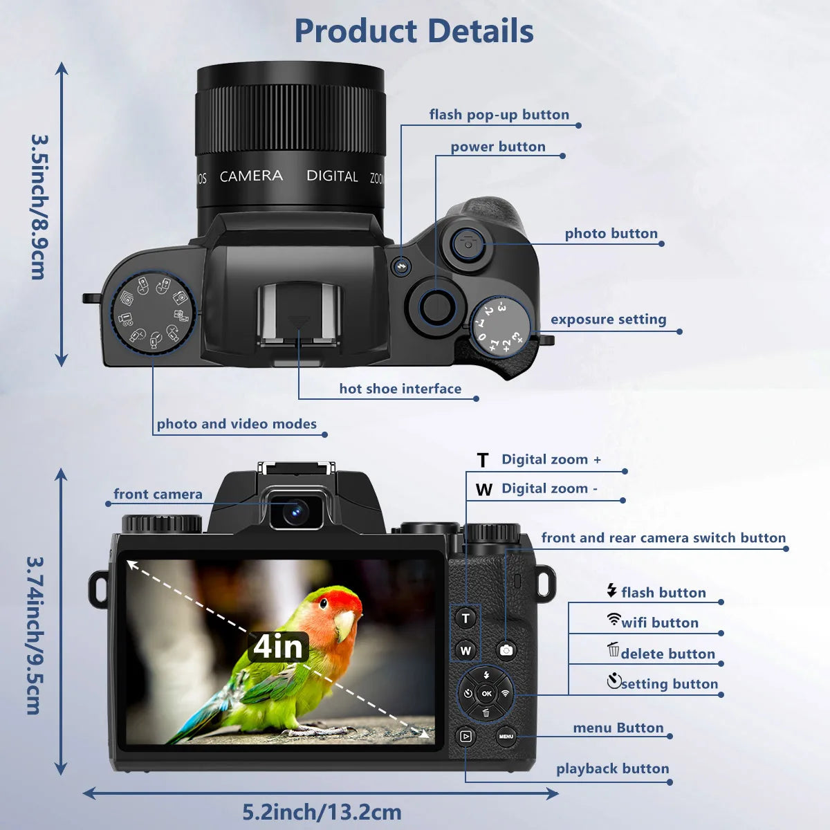 4K WiFi Camera for YouTube Vlogging and Creative Photography