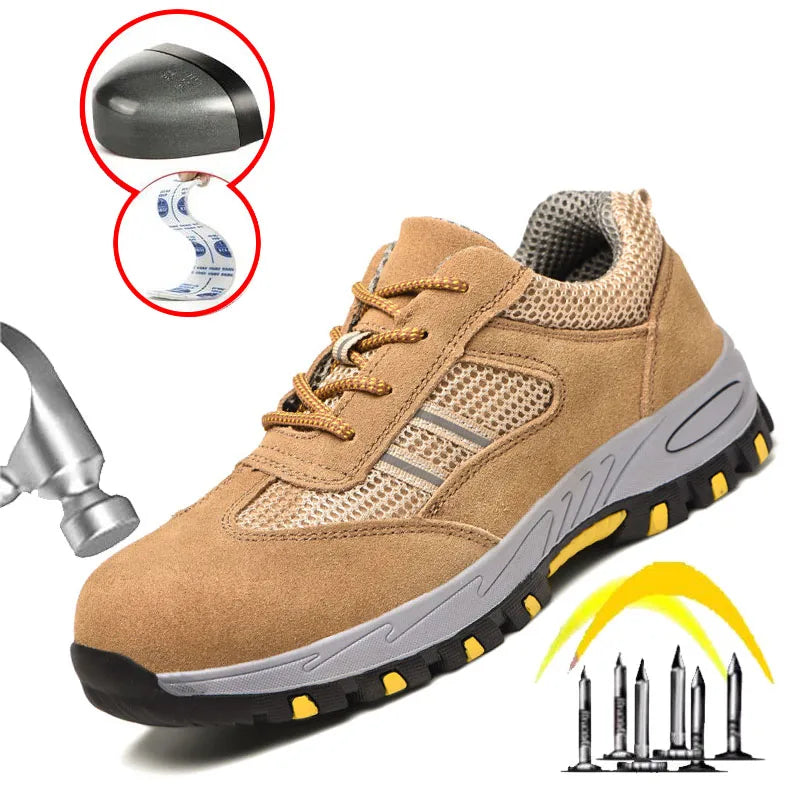 Mens Indestructible Work Safety Sneakers Lightweight Steel Toe