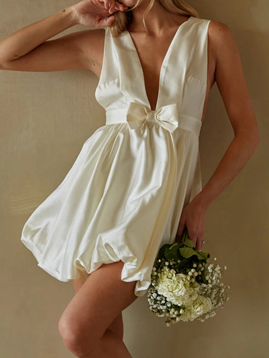 Elegant Lace Mermaid Dress with Ruffle Hemline and Bow Belt