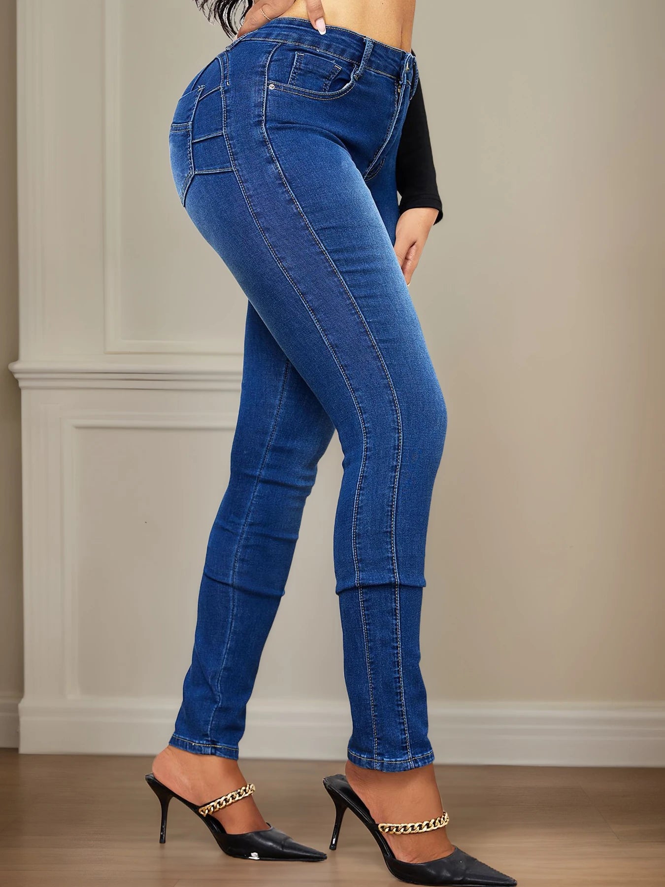 Women High Stretch Slim Jeans With Hip Lift Design
