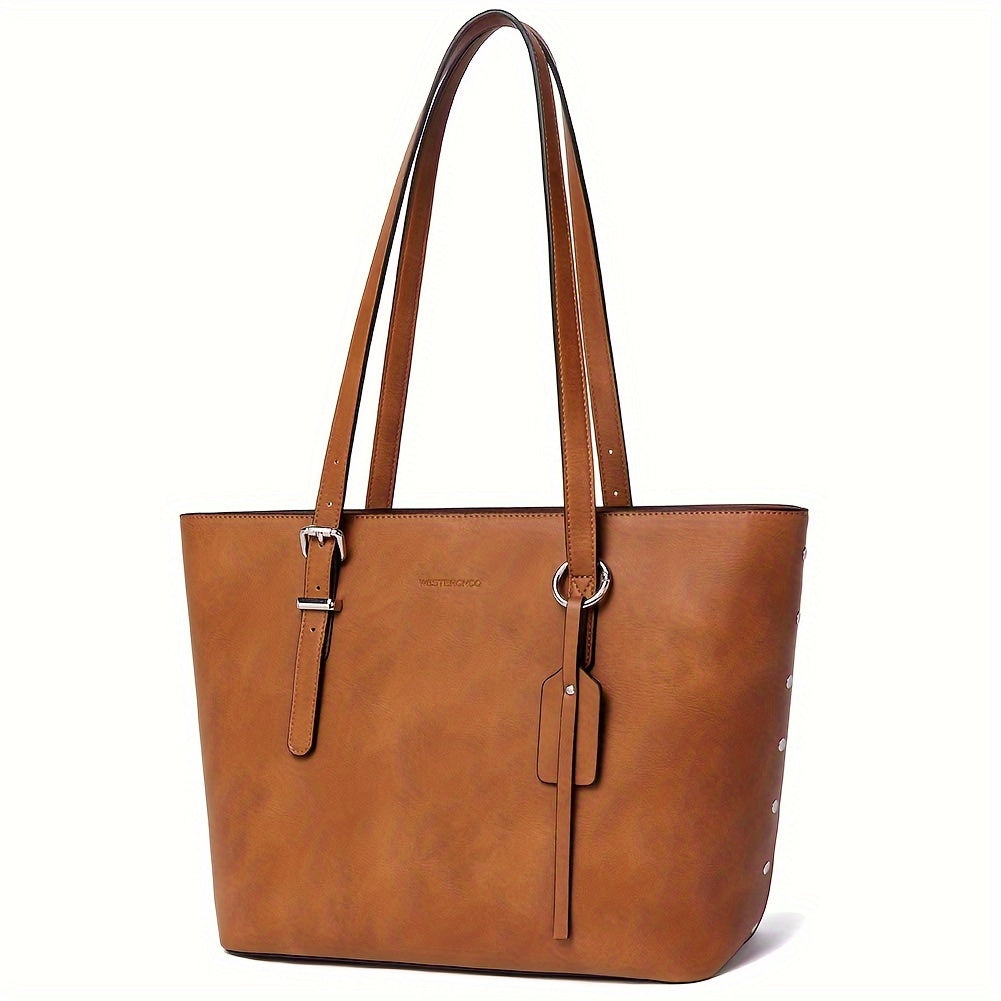 Large Vegan Leather Tote Shoulder Bag