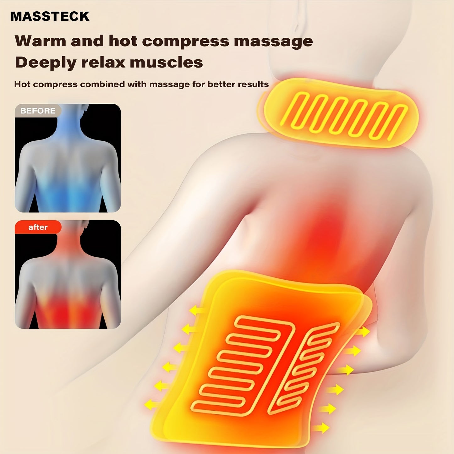 Full Body Massage Mat With Heat & Shiatsu Neck Back Massager Pillow