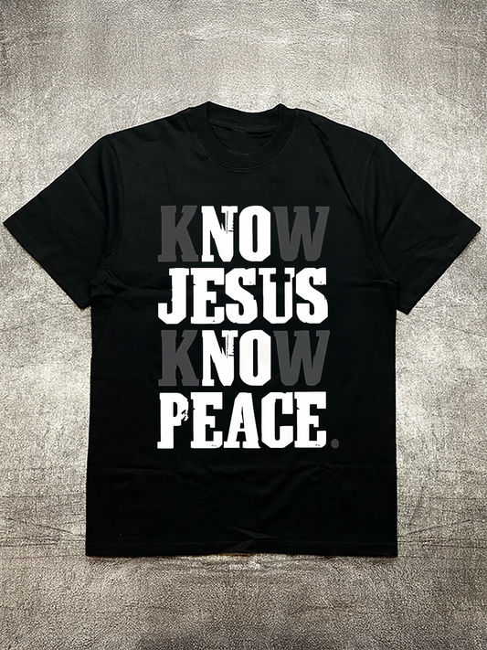 Cotton Men T Shirt Know Jesus Know Peace Graphic Tee
