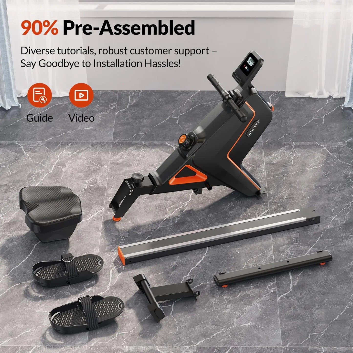 Magnetic Rowing Machine with Quiet Resistance and Foldable Design