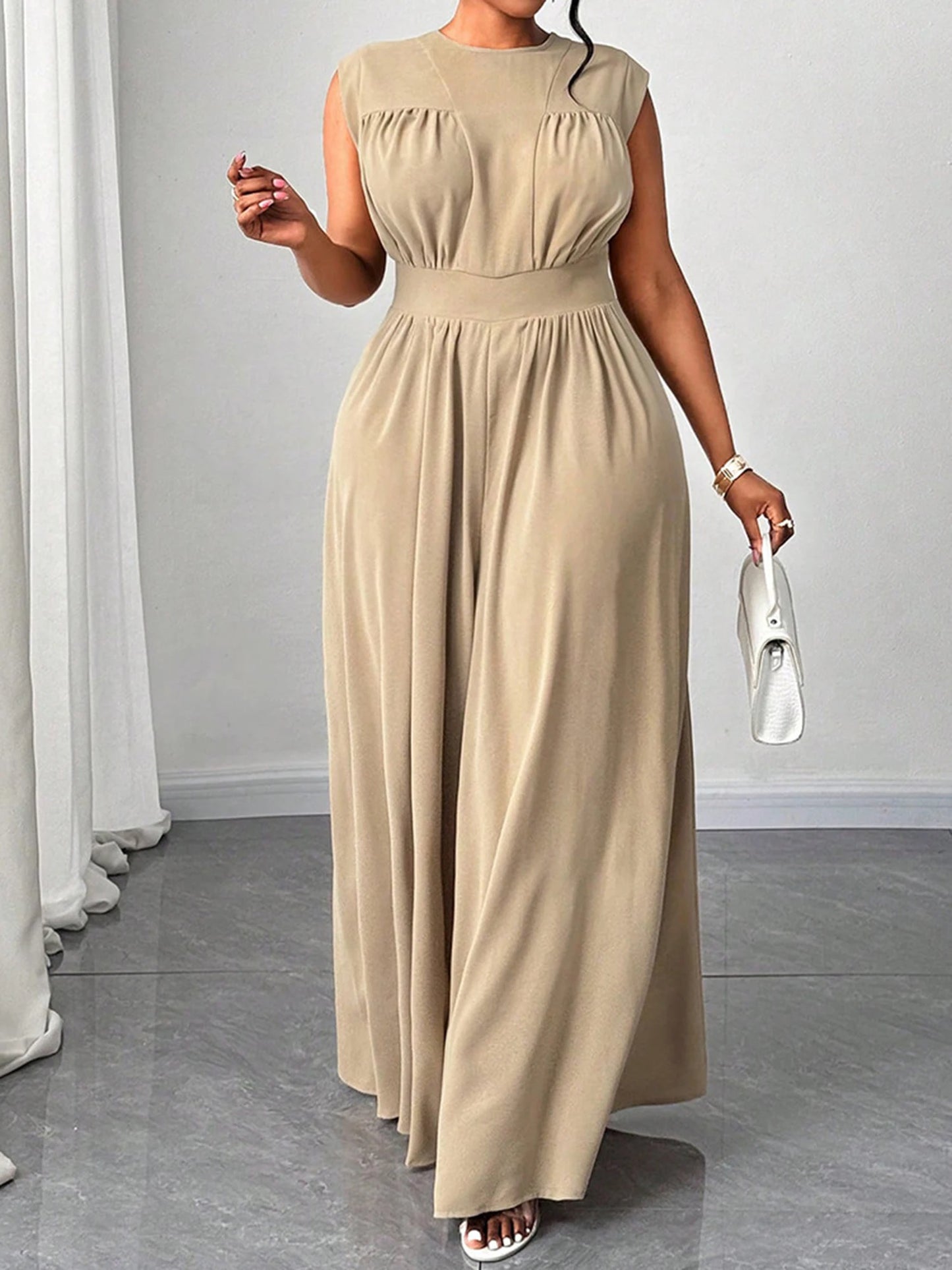 Floral Print Plus Size Jumpsuit with Pockets for Women