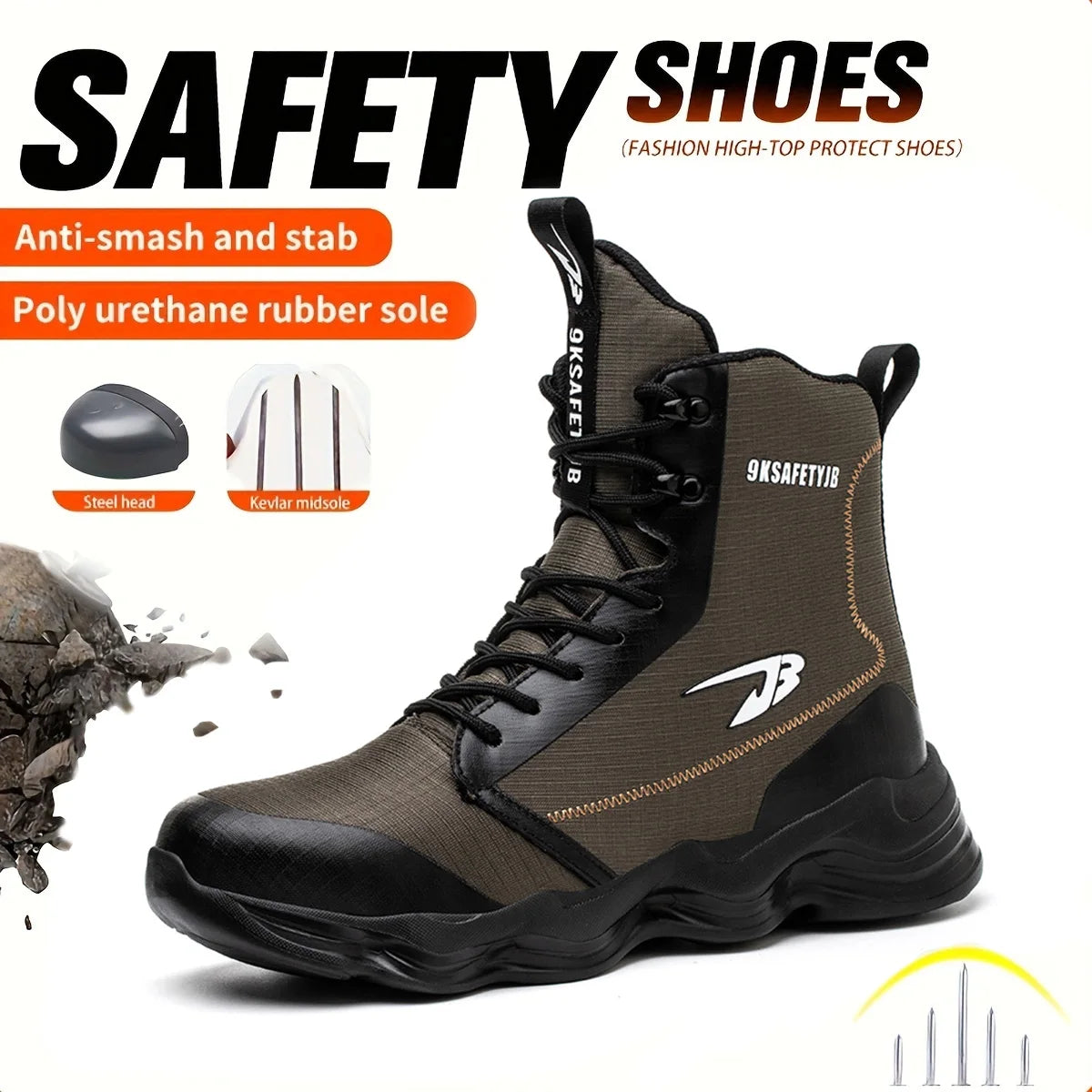 Fashionable Breathable Anti-Smash Safety Shoes for Men