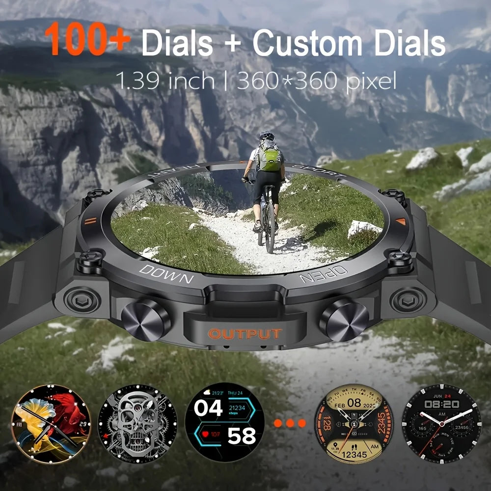 Rugged Military Smart Watch with Sports Tracking and Bluetooth Calling