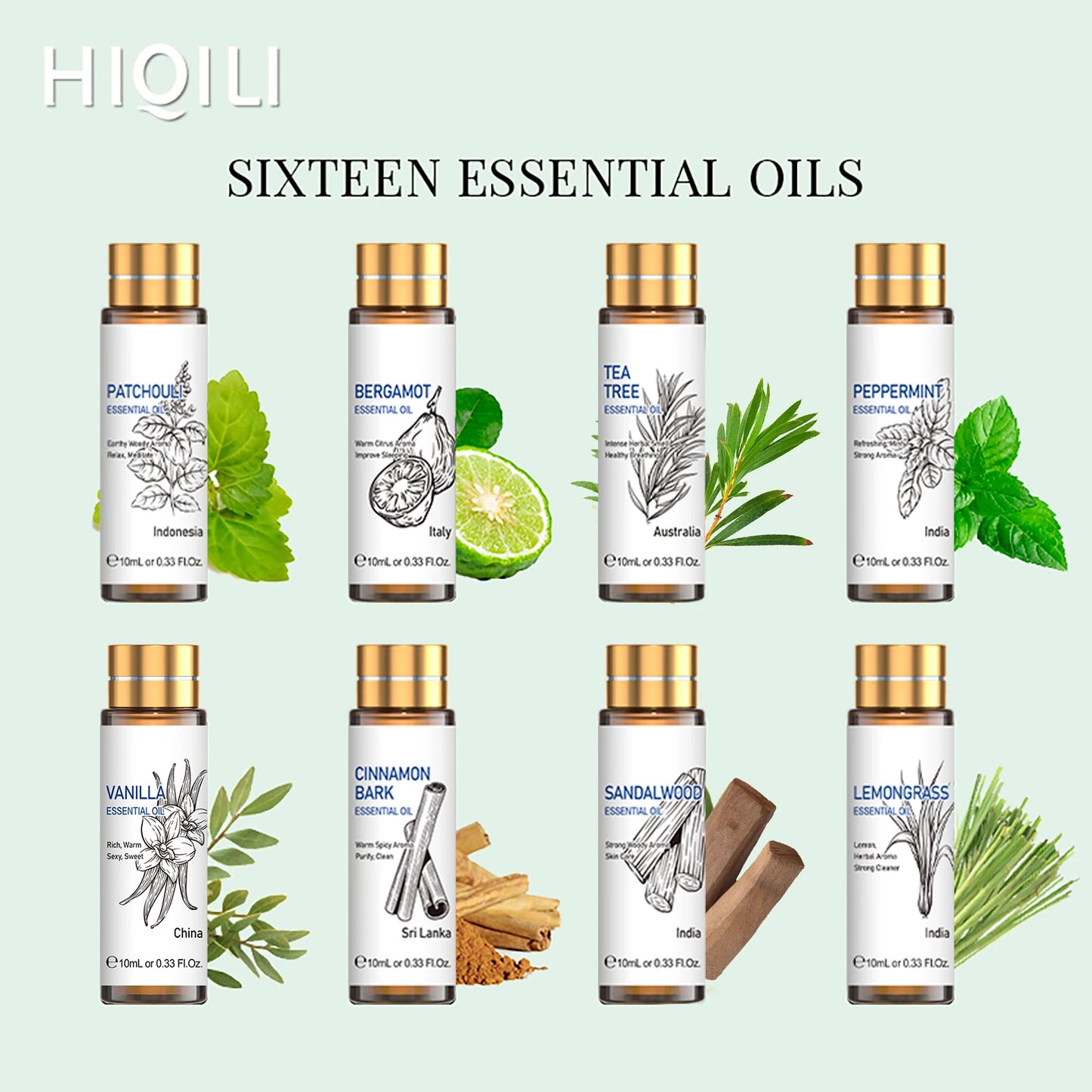 16 Piece Essential Oil Set for Relaxation and Aromatherapy