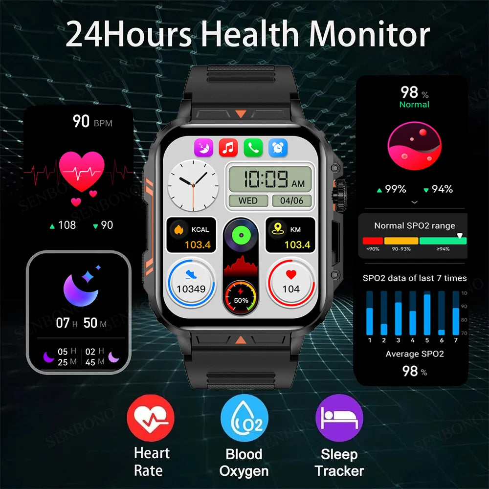 Men's Smart Watch with Bluetooth Calling and Heart Rate Monitor