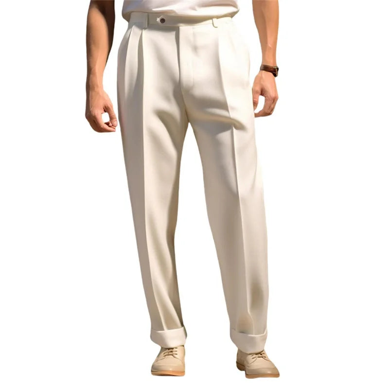 Men's Classic Flat Front Dress Pants for Business Casual Wear
