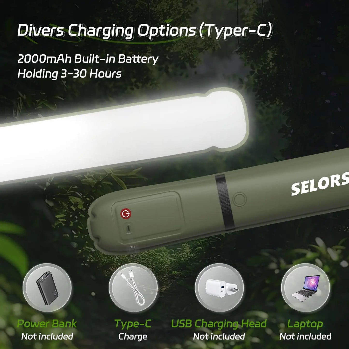 Rechargeable Portable Waterproof Camping Spotlight Lamp for Outdoors