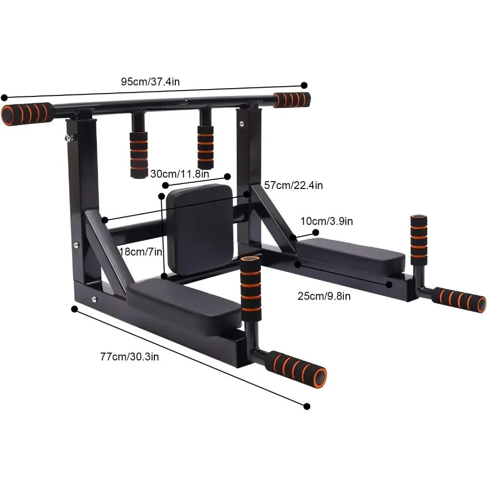 Multi-Grip Wall Mount Pull-Up Bar Dip Station Home Fitness Equipment