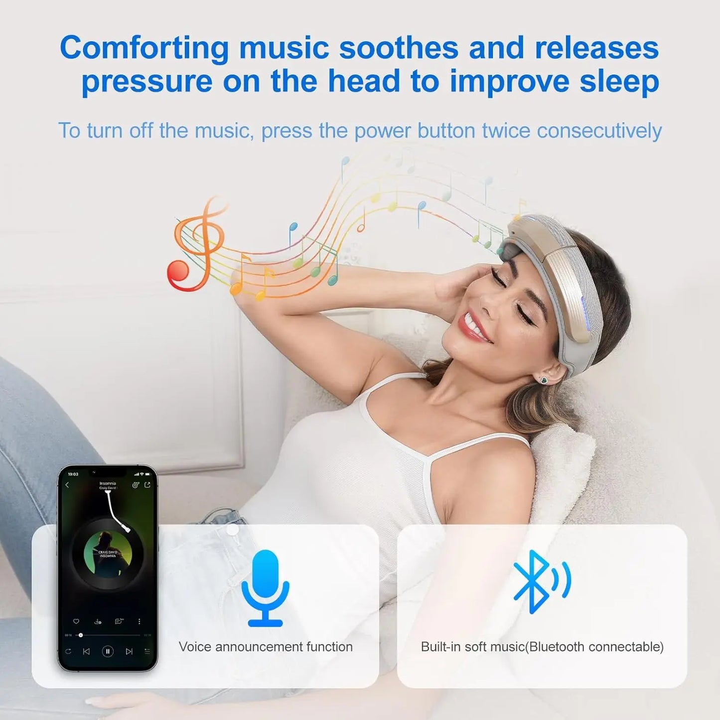 Portable Electric Head Massager with Heat and Bluetooth Connectivity