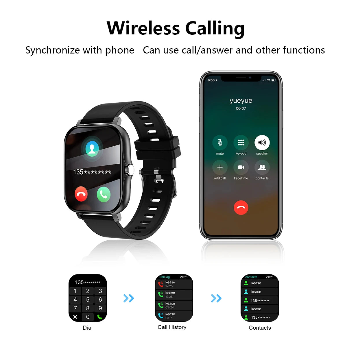 Smart Watch With Wireless Calling And Fitness Monitoring Features