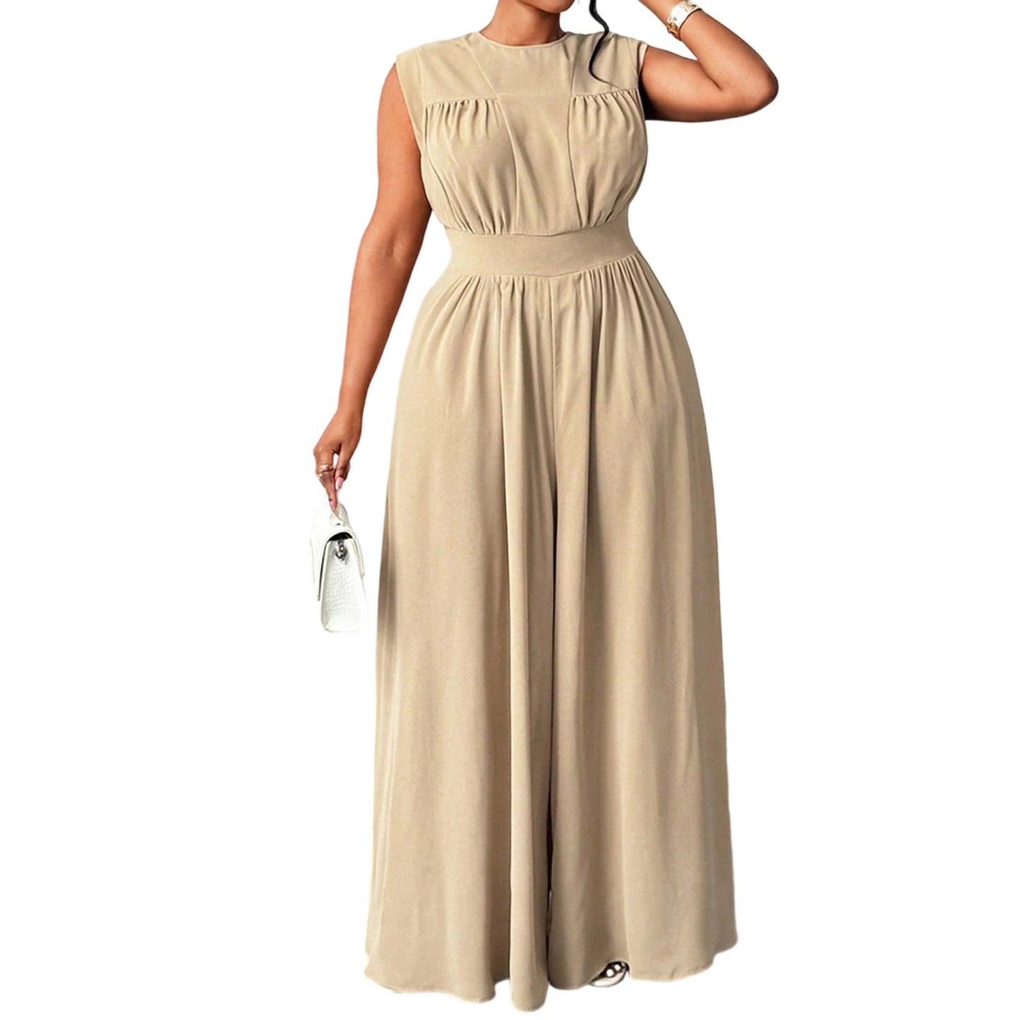 Floral Print Plus Size Jumpsuit with Pockets for Women