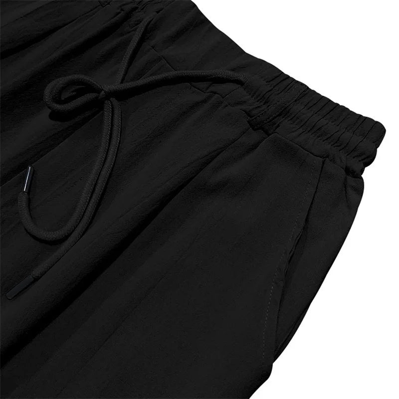 Men's Casual Lightweight Drawstring Linen Pants with Pockets