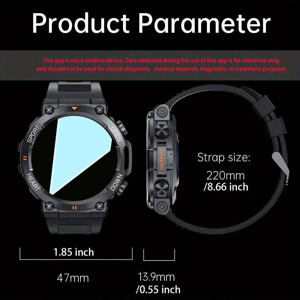 Rugged Military Smart Watch with Sports Tracking and Bluetooth Calling