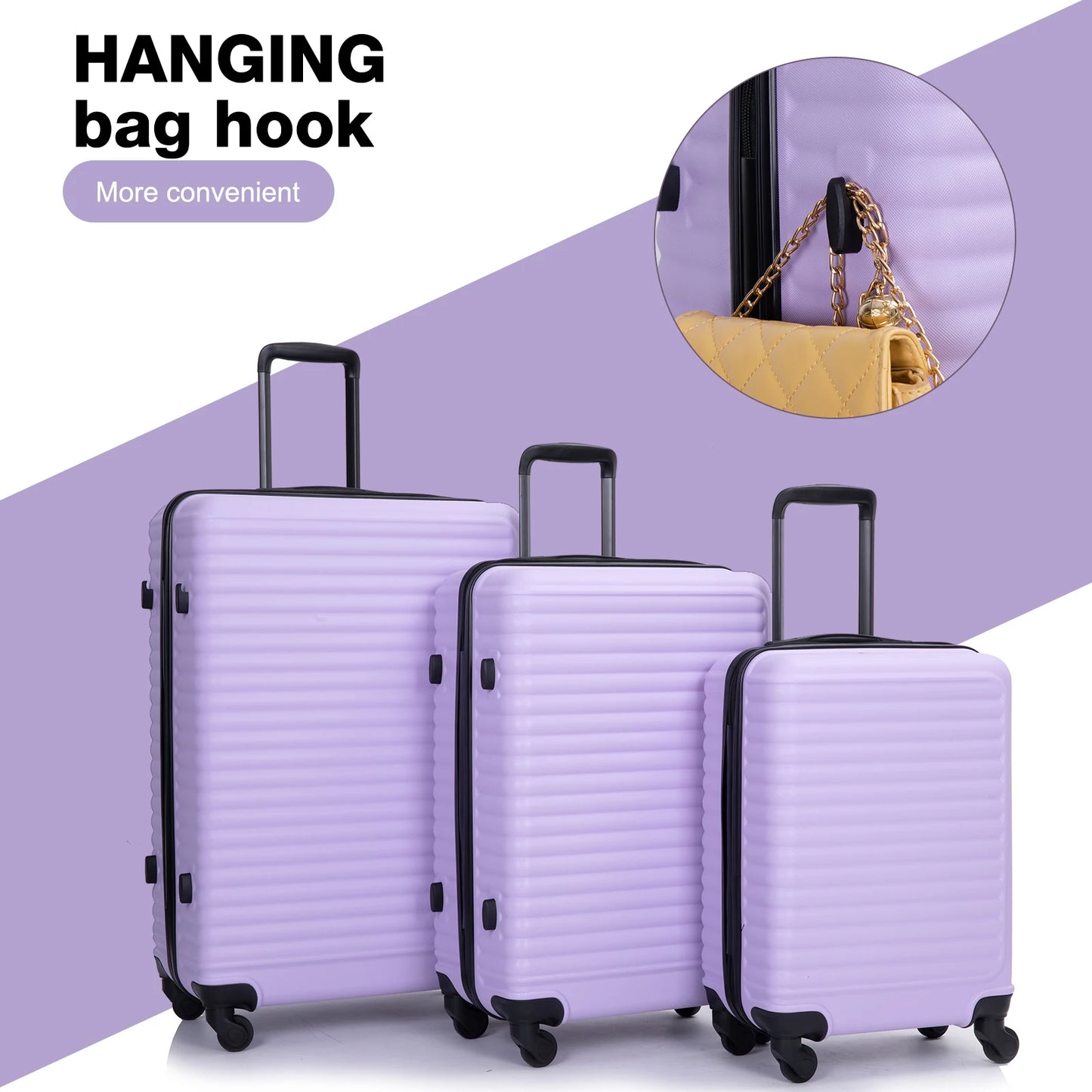 Lightweight 3 Piece Hardside Luggage Set with TSA Lock