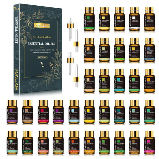 35 Piece Essential Oils Set for Diffuser and Aromatherapy
