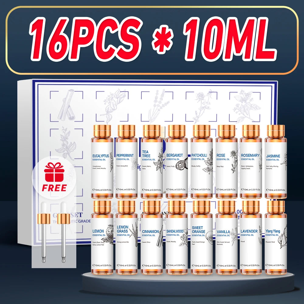 16 Piece Essential Oil Set for Relaxation and Aromatherapy