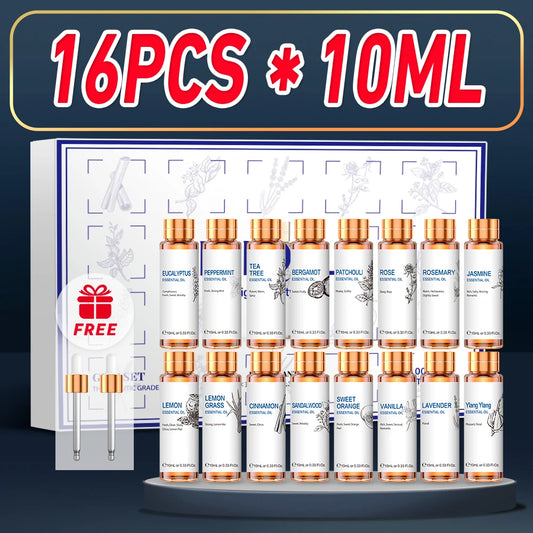 16 Piece Essential Oil Set for Relaxation and Aromatherapy