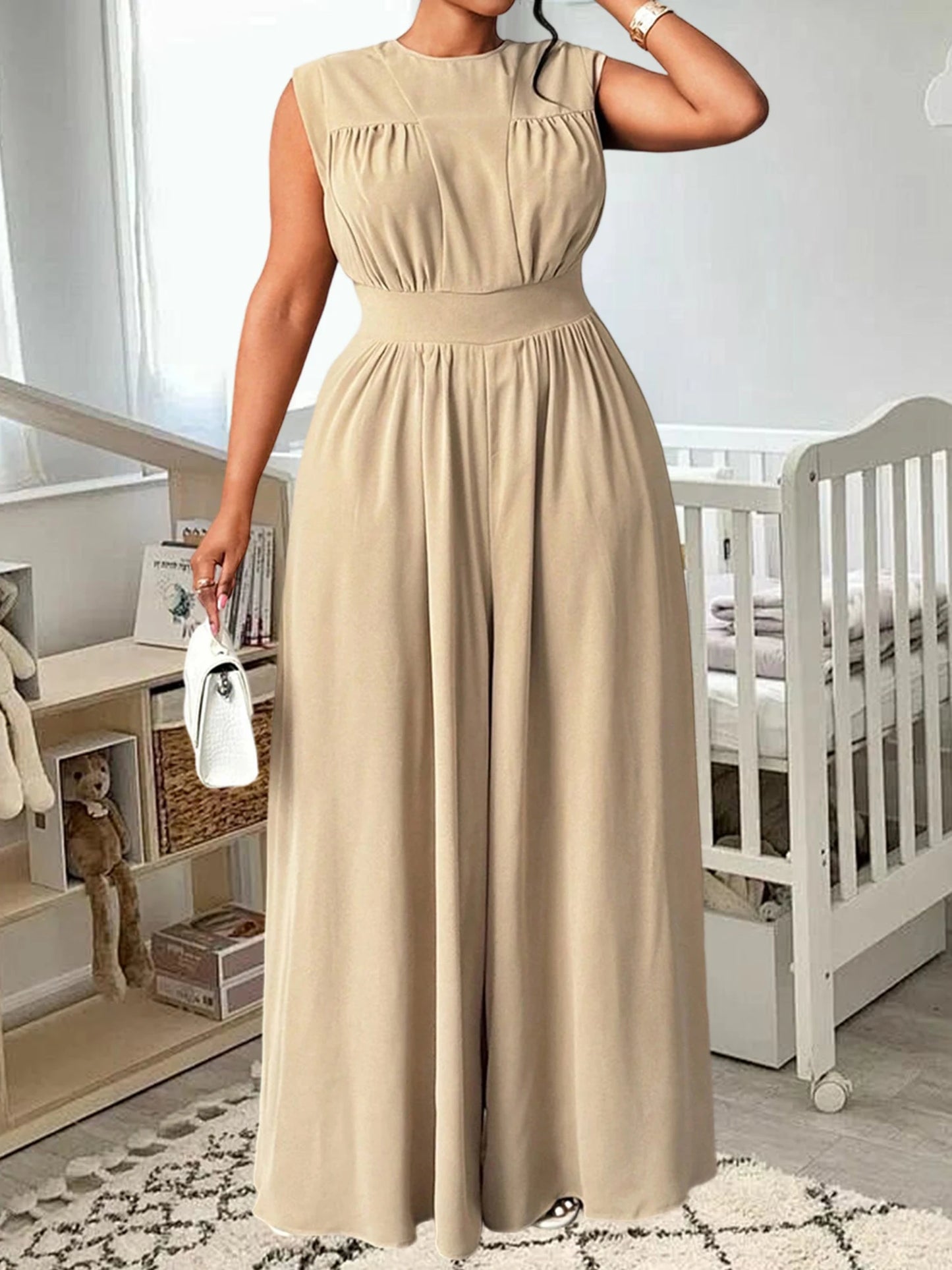 Floral Print Plus Size Jumpsuit with Pockets for Women