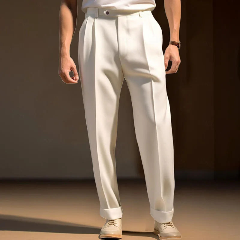 Men's Classic Flat Front Dress Pants for Business Casual Wear