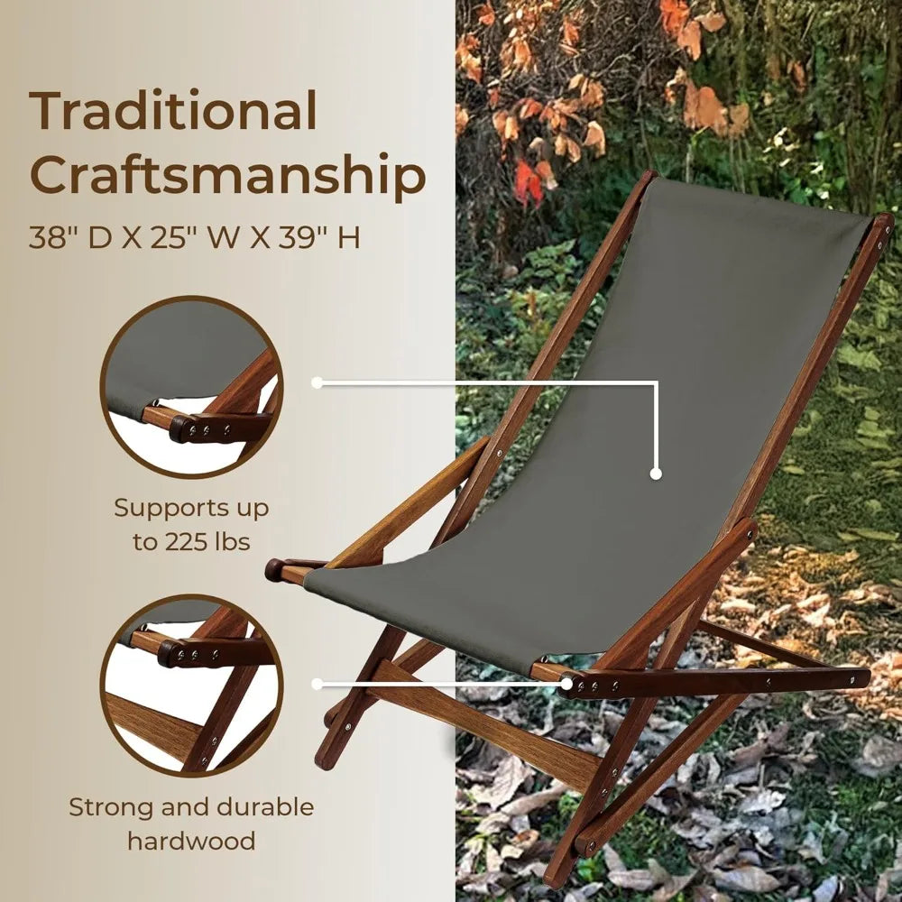 Glider Chair Portable Camping Wood Folding Outdoor Chair