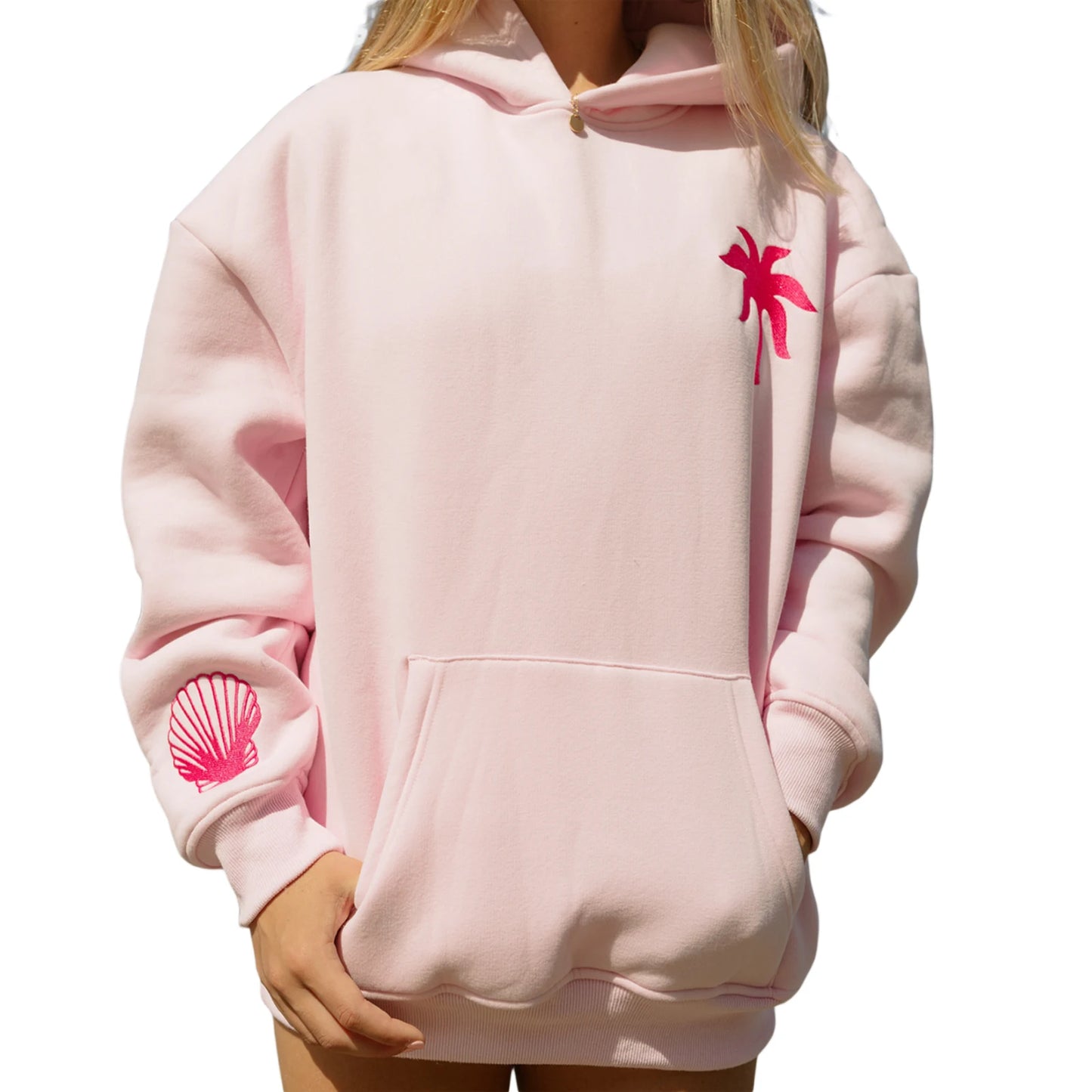 Preppy Embroidery Hibiscus Print Hoodies for Teen Girls
