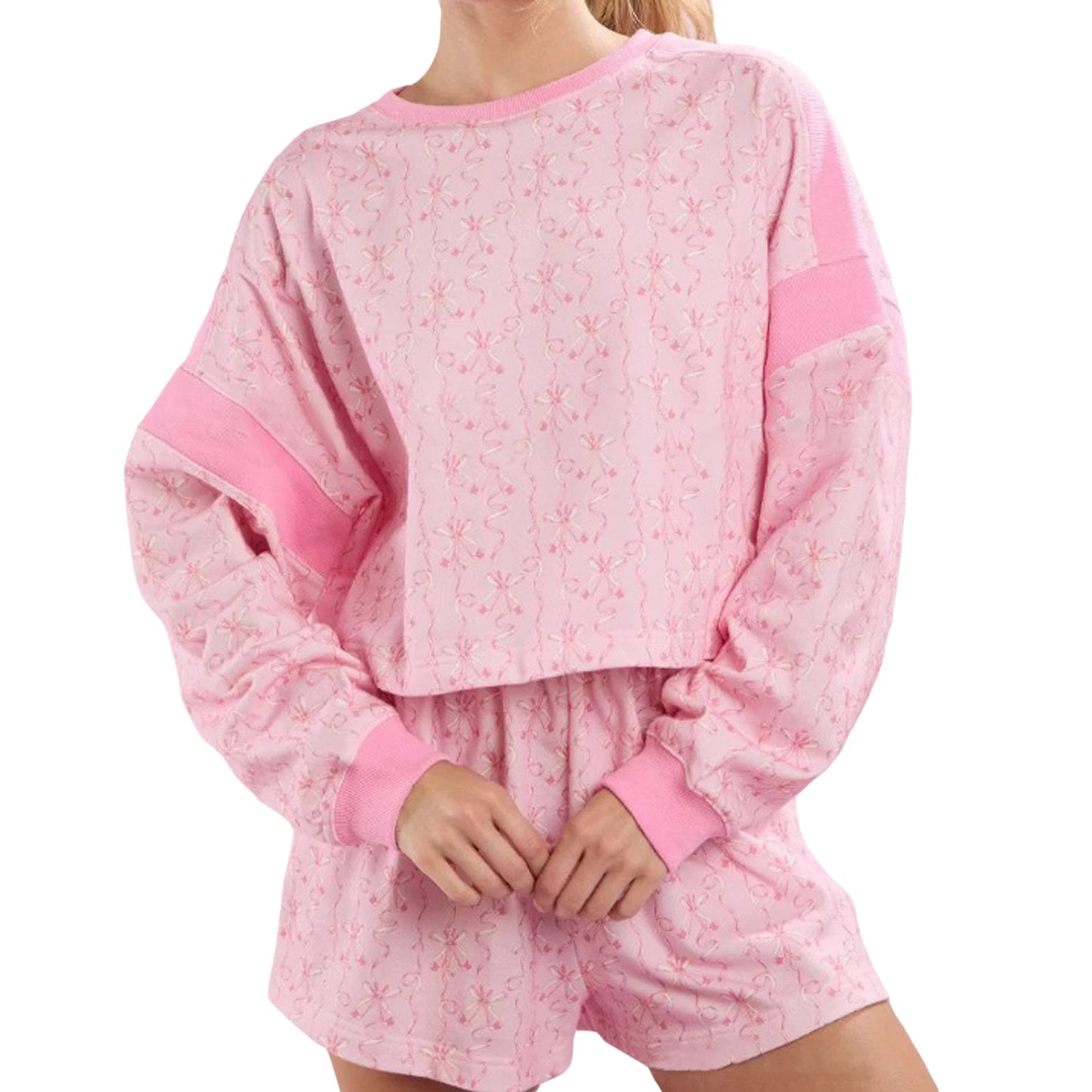 Floral Off Shoulder Crop Top and High Waist Shorts Set