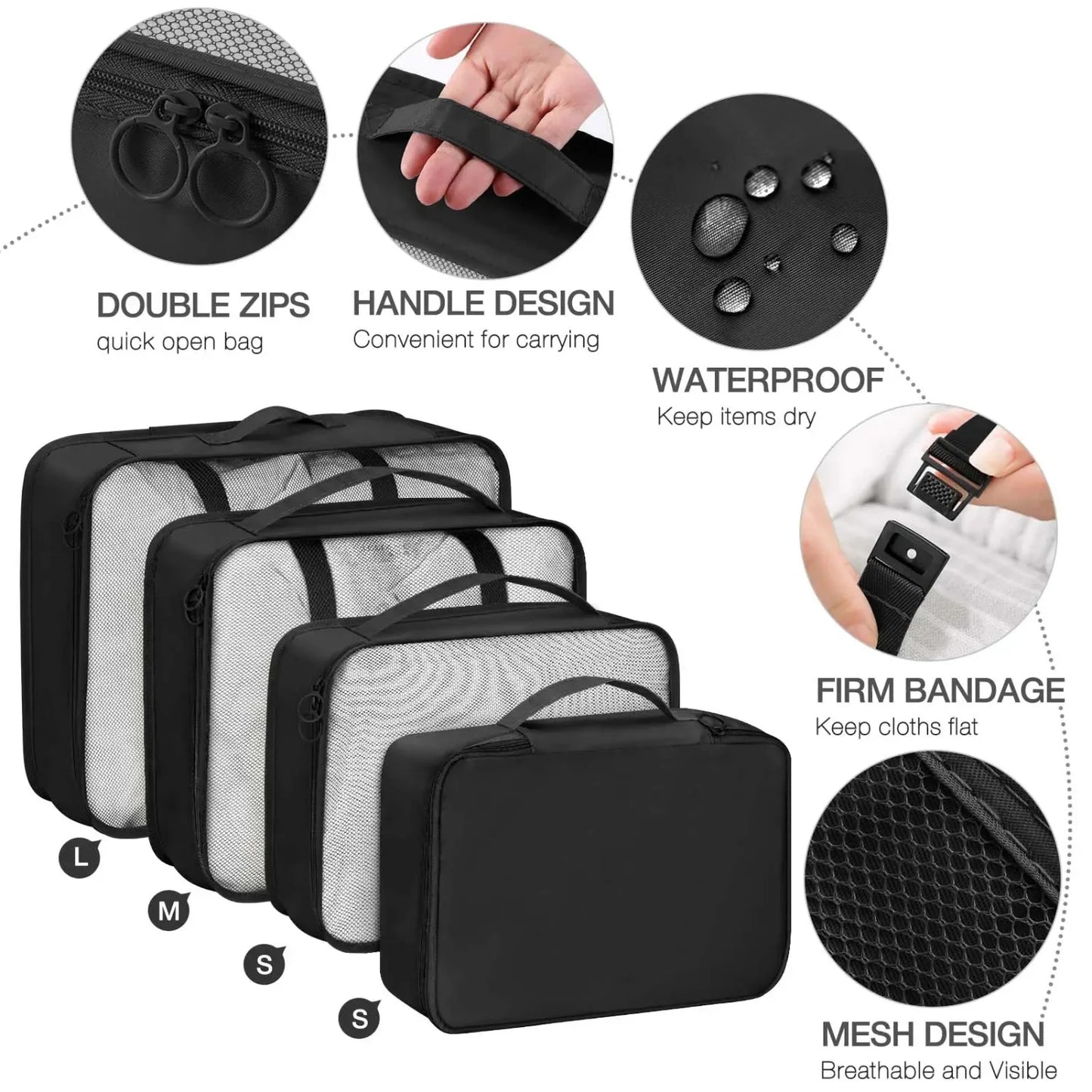 7 Piece Suitcase Packing Cubes Organize Set