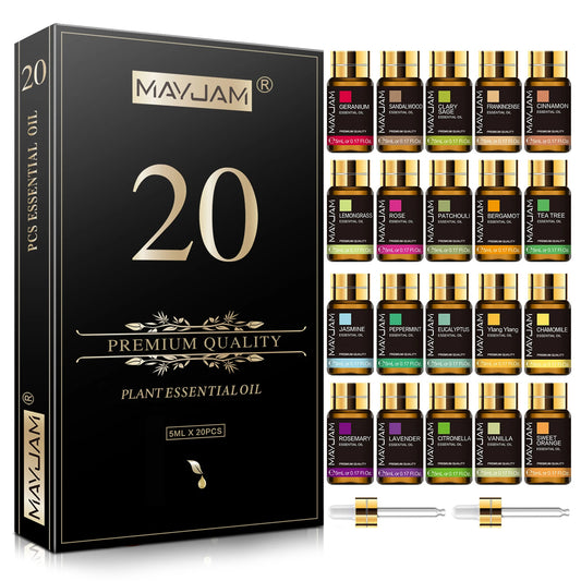 20 Bottles Pure Essential Oil Set for Aromatherapy and Relaxation