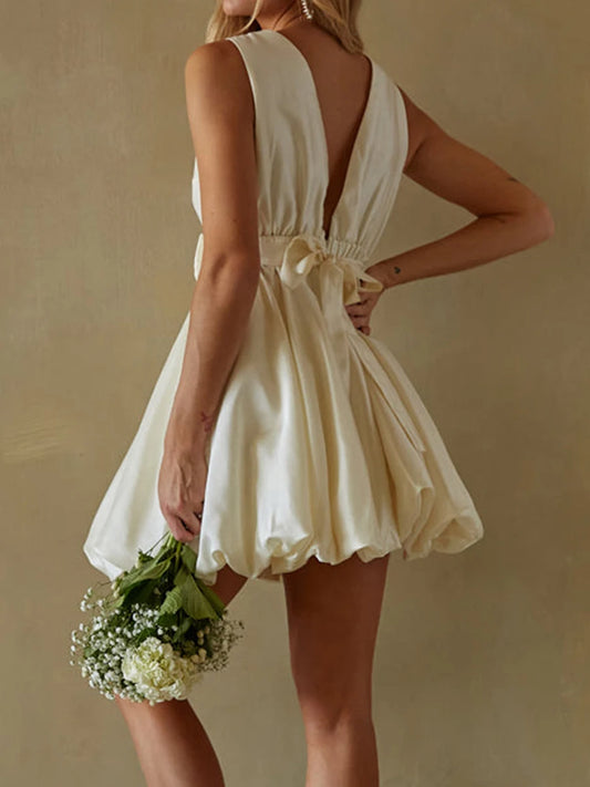 Elegant Lace Mermaid Dress with Ruffle Hemline and Bow Belt
