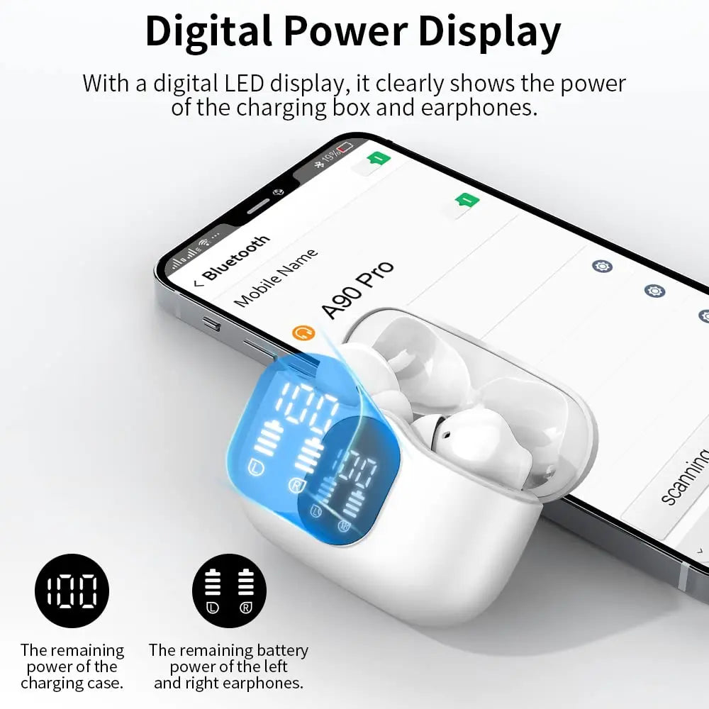 Wireless Bluetooth Earbuds with Long Playtime and LED Display
