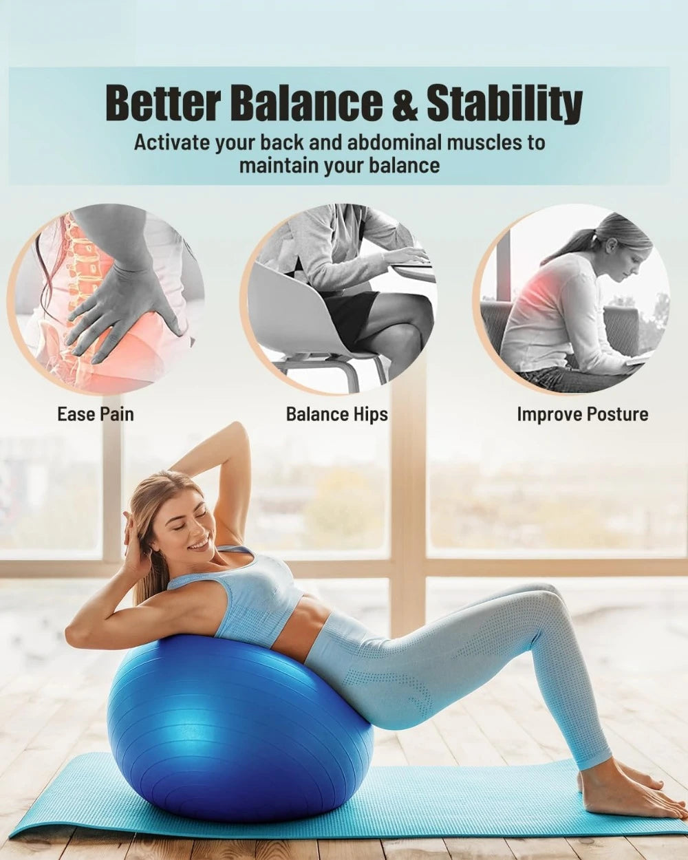 Yoga Exercise Ball Anti Slip Stability Core Strength