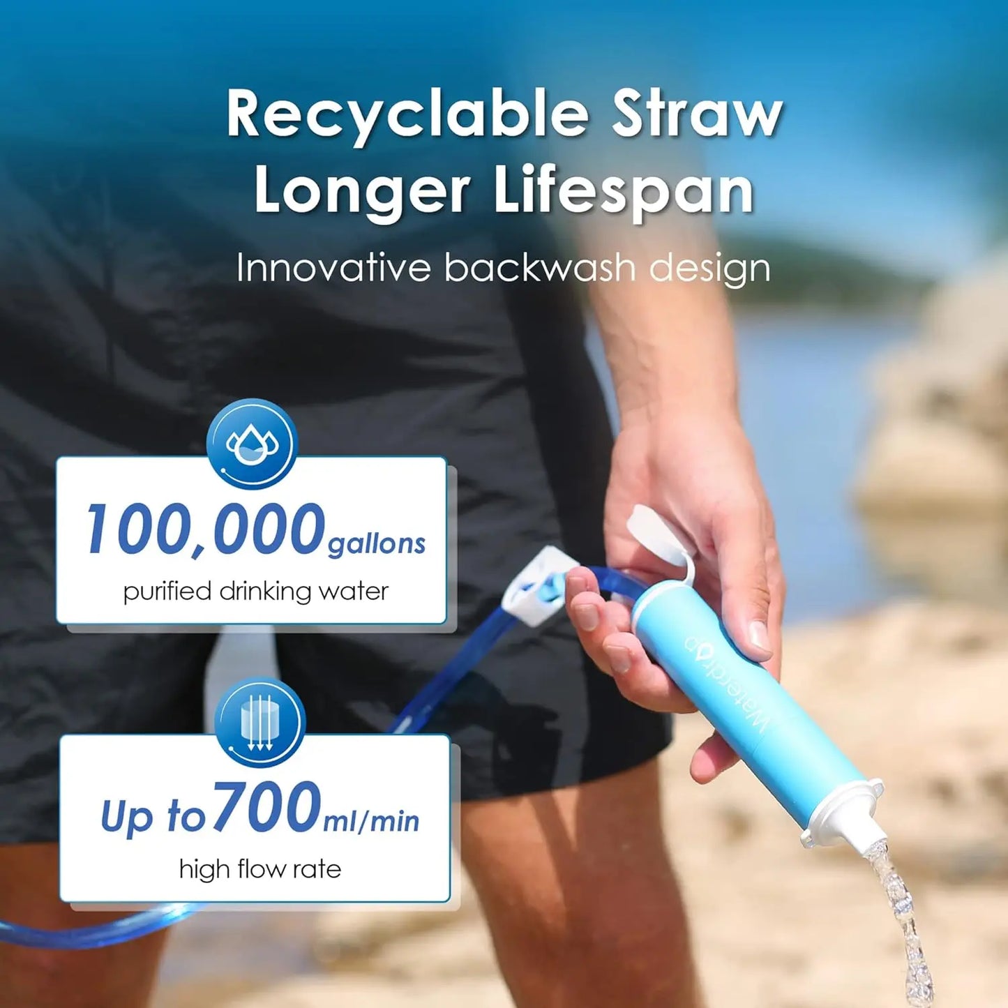 Gravity Water Filter Straw for Safe Camping Water Purification